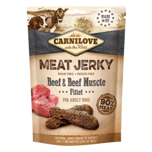 Carnilove Jerky Beef & Beef Muscle Fillet 100 g, | Hrana > Recompense – ofertă, preț și specificații