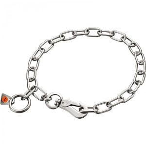 Zgarda Sprenger tip lant cu za ovala din inox, cu carabiniera tip carlig - ideala pentru caini in crestere - 50 cm, Sprenger | Zgarzi tip lant – ofertă, preț și specificații