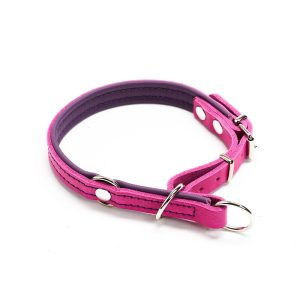 Zgarda combi culisanta din piele cu opritor - Roz-Mov - 40 cm