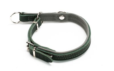 Zgarda Combi Culisanta din Piele – Verde-Gri pentru Câini