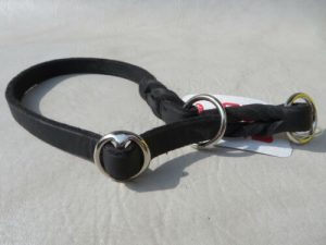 Zgarda corectie cu opritor din piele fara cusaturi - 60 cm, FWF | Zgarzi nailon & piele